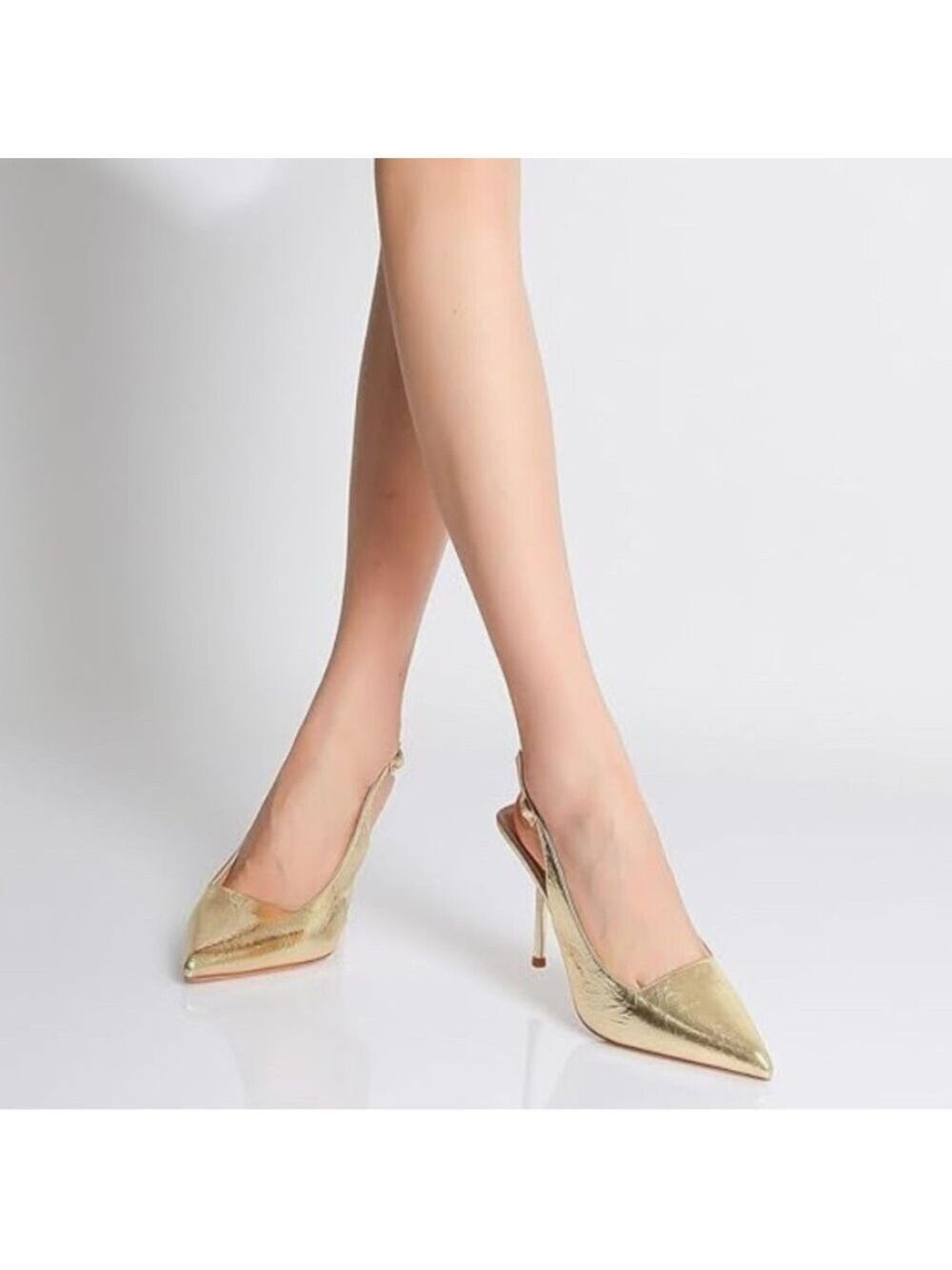 Gold Slingback High Heels - Picture 4 of 17